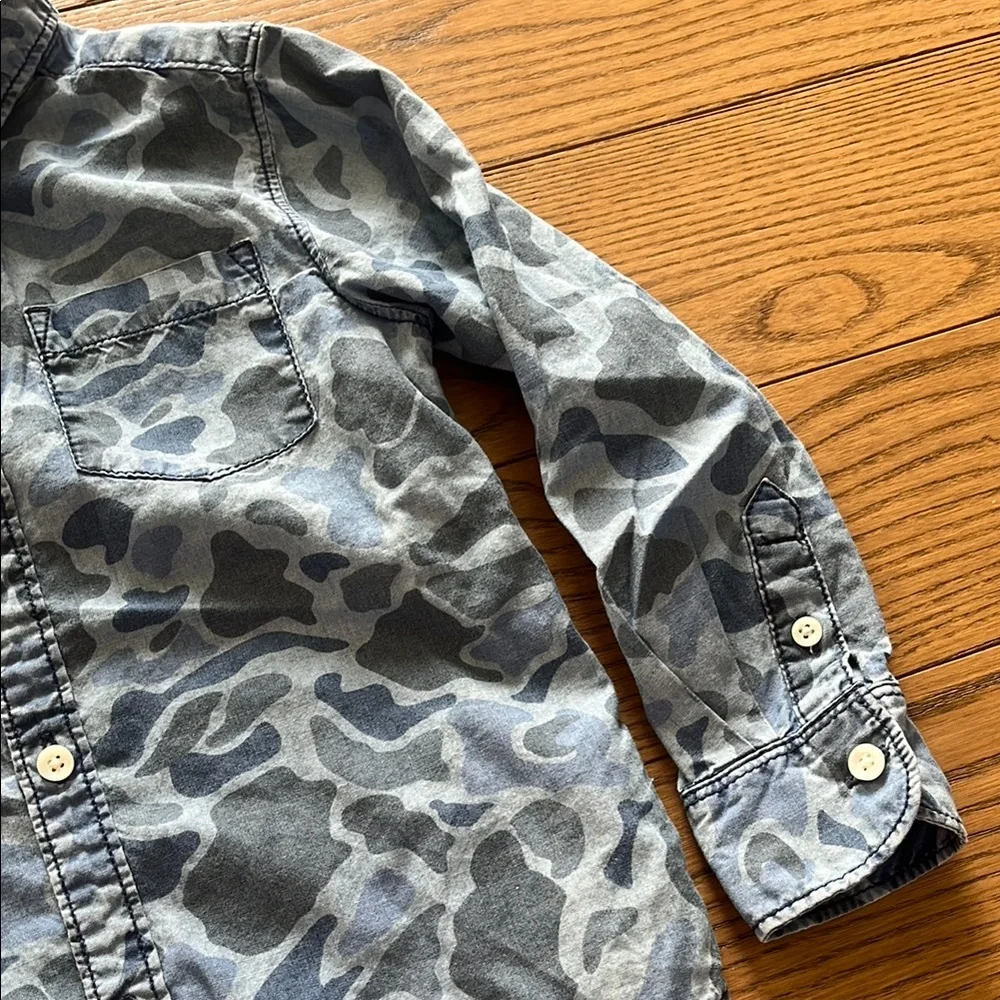 Blue Camouflage Button Down Shirt